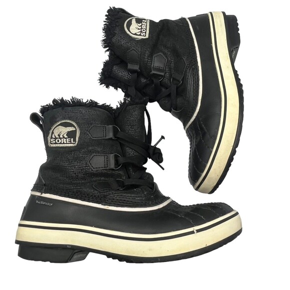 SOREL Tivoli Snow Boots Women’s Size 7 Black Waterproof Mid Faux Fur Winter - Picture 7 of 12